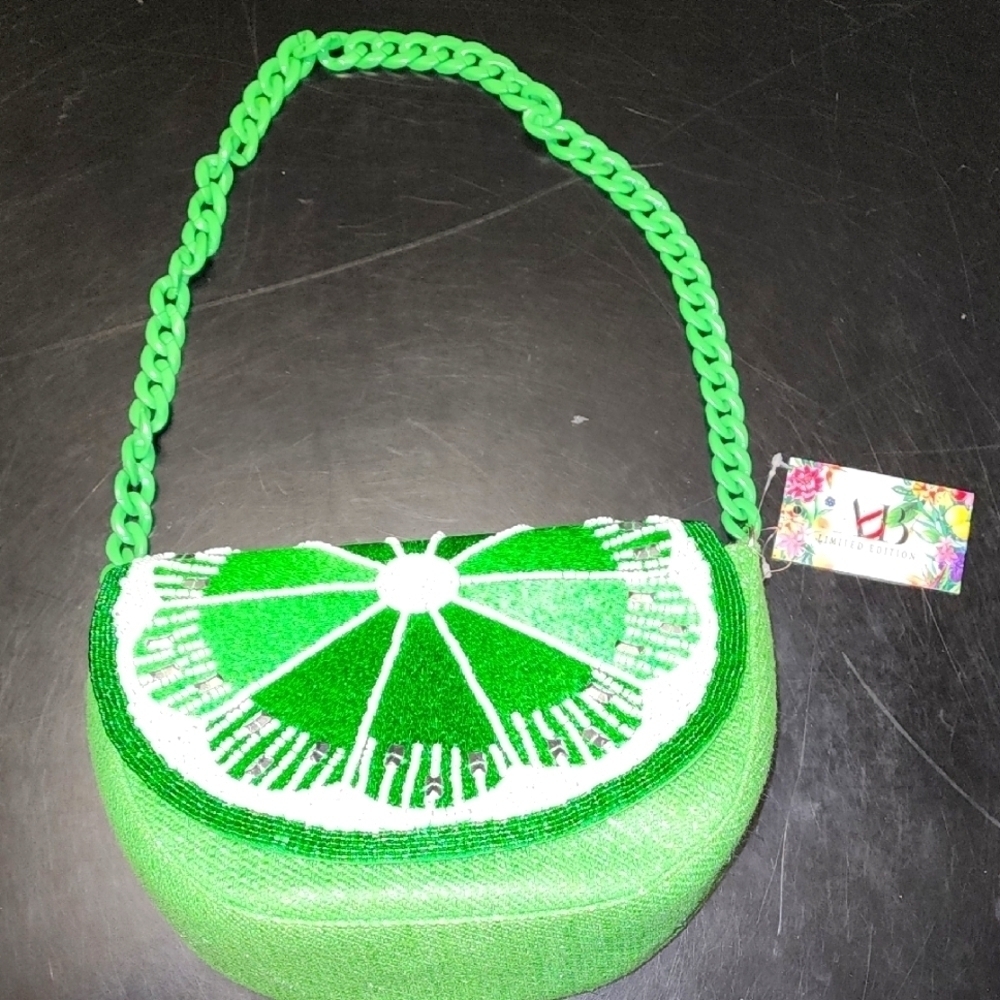 America & Beyond Lime Green Beaded Bag - Limited Addituon